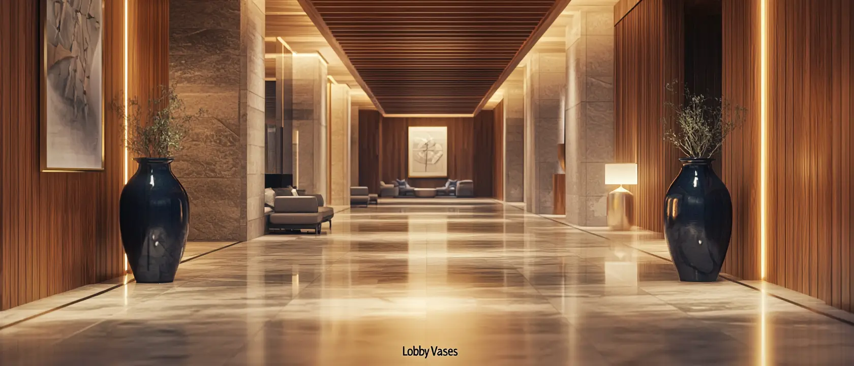 CERAMICA NICEA ceramic vases in a hotel lobby entrance