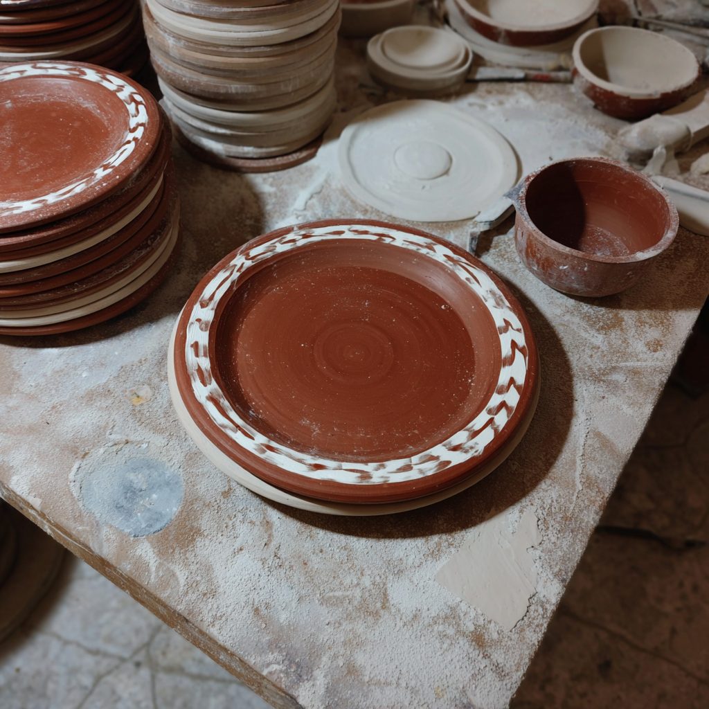 Sample plates on the atelier bench