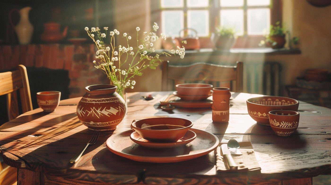 Boutique hotel breakfast on red clay