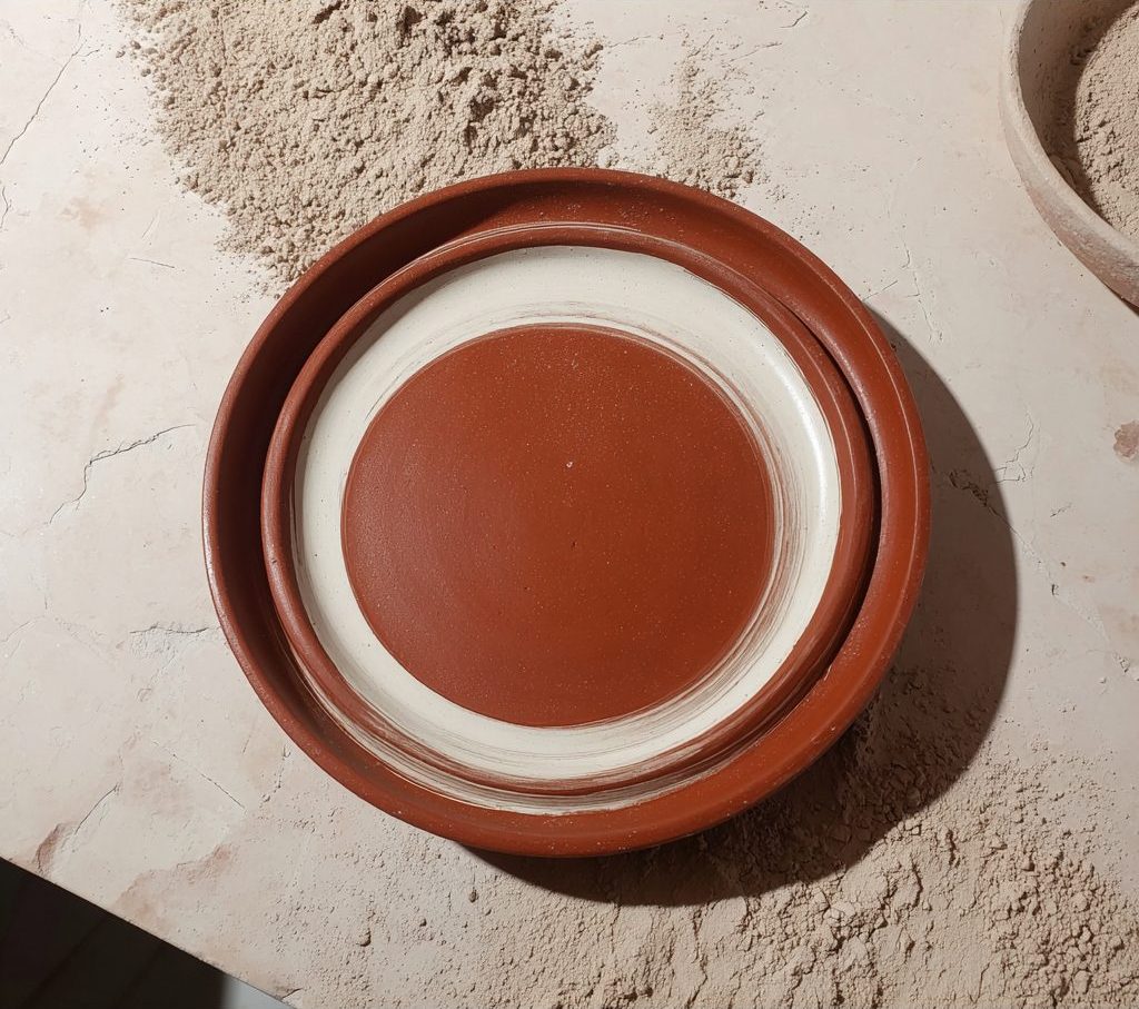 Red clay dessert plate