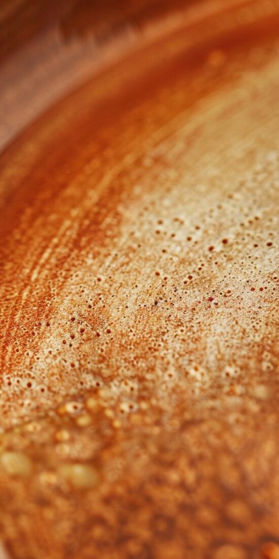 Macro detail of glaze pooling on red clay